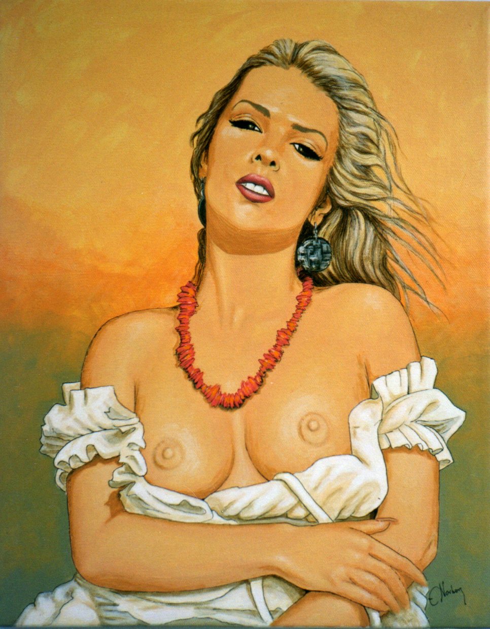 Sandy 43x35 cm med en ljus laserad träram